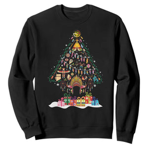 Funny Native American Christmas Tree Medicine Wheel Sweatshirt TS11 Black Print Your Wear