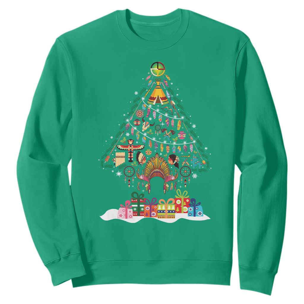 Funny Native American Christmas Tree Medicine Wheel Sweatshirt TS11 Irish Green Print Your Wear