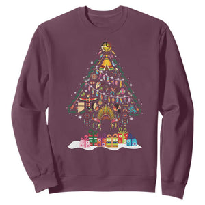 Funny Native American Christmas Tree Medicine Wheel Sweatshirt TS11 Maroon Print Your Wear