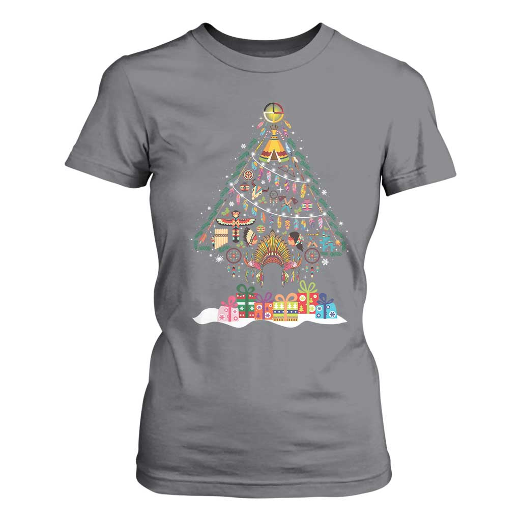 Funny Native American Christmas Tree Medicine Wheel T Shirt For Women TS11 Charcoal Print Your Wear