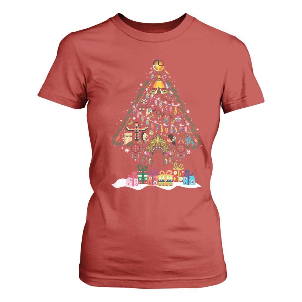 Funny Native American Christmas Tree Medicine Wheel T Shirt For Women TS11 Red Print Your Wear