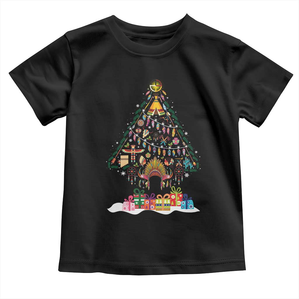 Funny Native American Christmas Tree Medicine Wheel Toddler T Shirt TS11 Black Print Your Wear