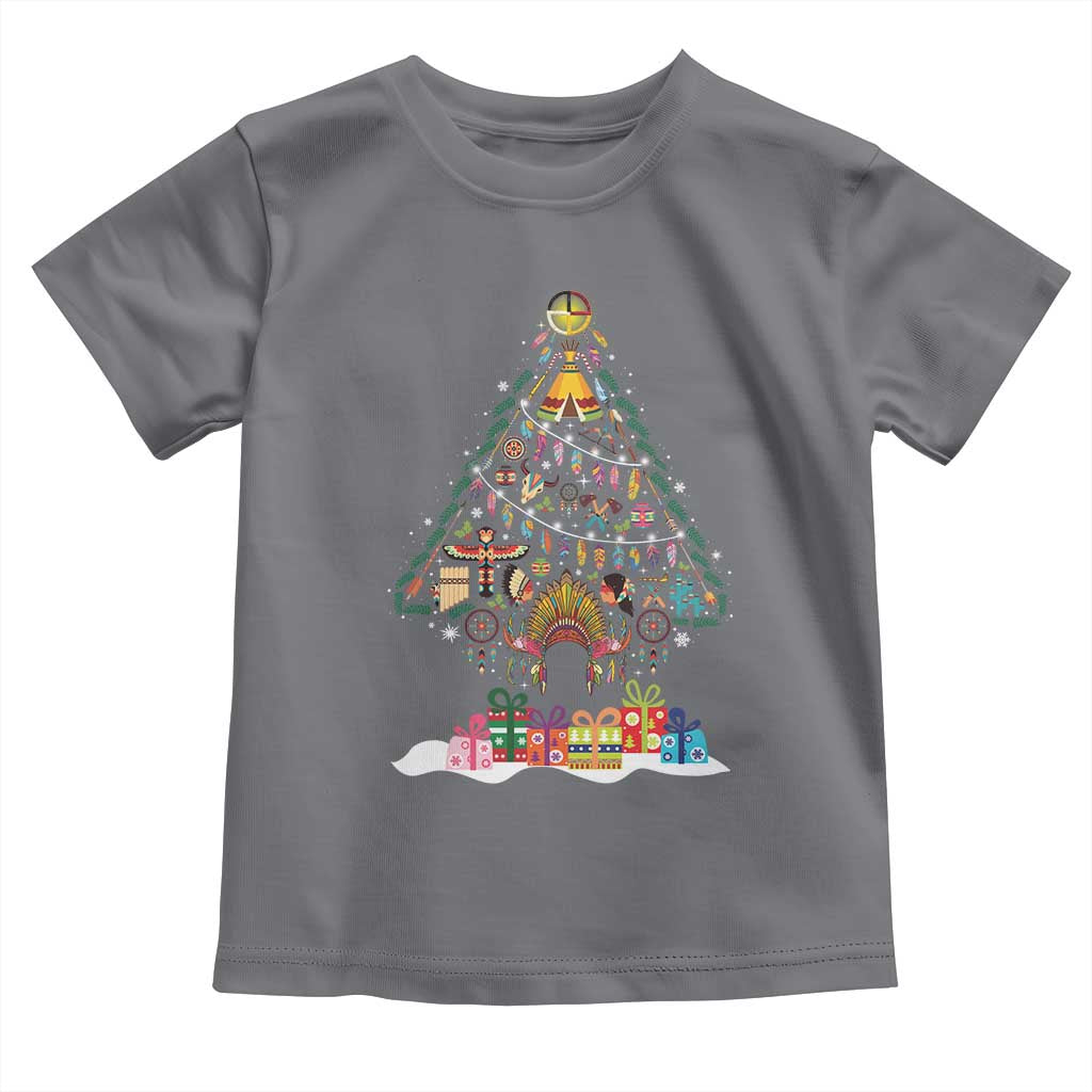 Funny Native American Christmas Tree Medicine Wheel Toddler T Shirt TS11 Charcoal Print Your Wear