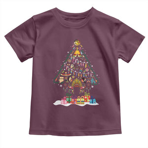 Funny Native American Christmas Tree Medicine Wheel Toddler T Shirt TS11 Maroon Print Your Wear