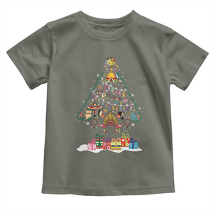 Funny Native American Christmas Tree Medicine Wheel Toddler T Shirt TS11 Military Green Print Your Wear
