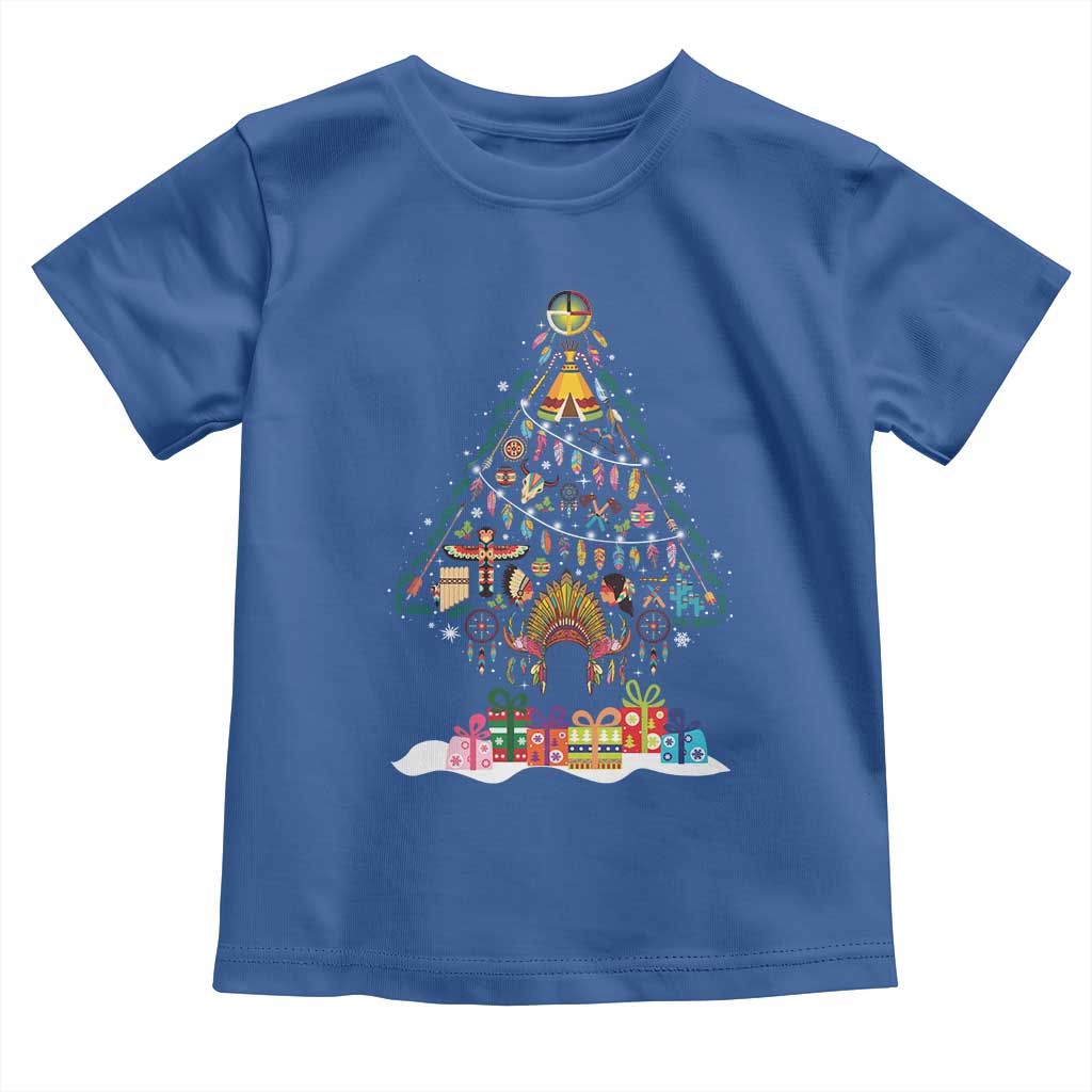 Funny Native American Christmas Tree Medicine Wheel Toddler T Shirt TS11 Royal Blue Print Your Wear