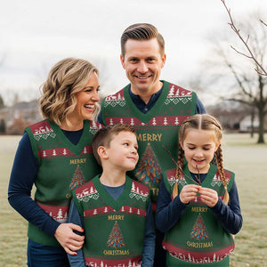 Funny Native American Eagle Feather Xmas Tree V-Neck Knit Sweater Vest TS11 Red Green Print Your Wear