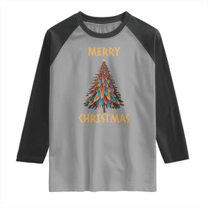 Funny Native American Eagle Feather Christmas Tree Raglan Shirt TS11 Sport Gray Black Print Your Wear