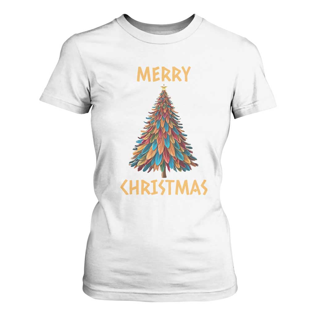 Funny Native American Eagle Feather Christmas Tree T Shirt For Women TS11 White Print Your Wear