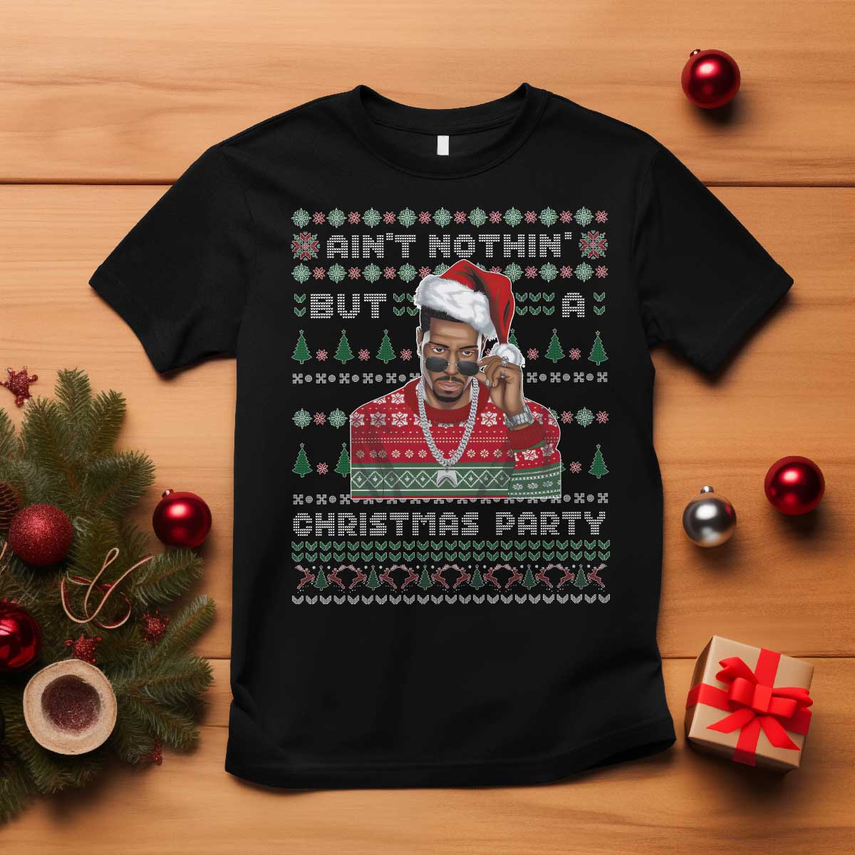 Funny Dirty Santa Diddy Christmas T Shirt Ain't Nothin' But A Christmas Party Santa TS11 Black Print Your Wear