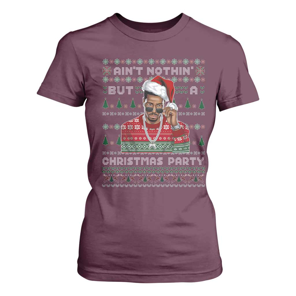 Funny Dirty Santa Diddy Christmas T Shirt For Women Ain't Nothin' But A Christmas Party Santa TS11 Maroon Print Your Wear