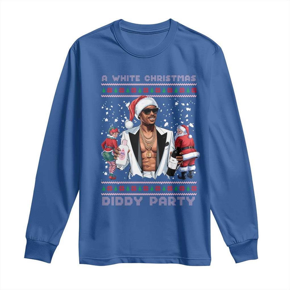 Funny A White Christmas Diddy Party Dirty Santa Long Sleeve Shirt TS11 Royal Blue Print Your Wear