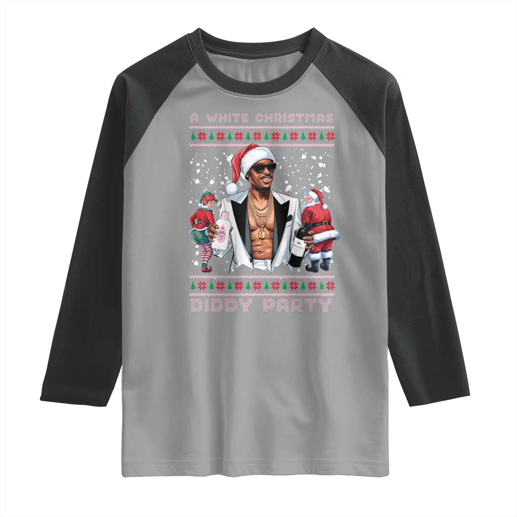 Funny A White Christmas Diddy Party Dirty Santa Raglan Shirt TS11 Sport Gray Black Print Your Wear