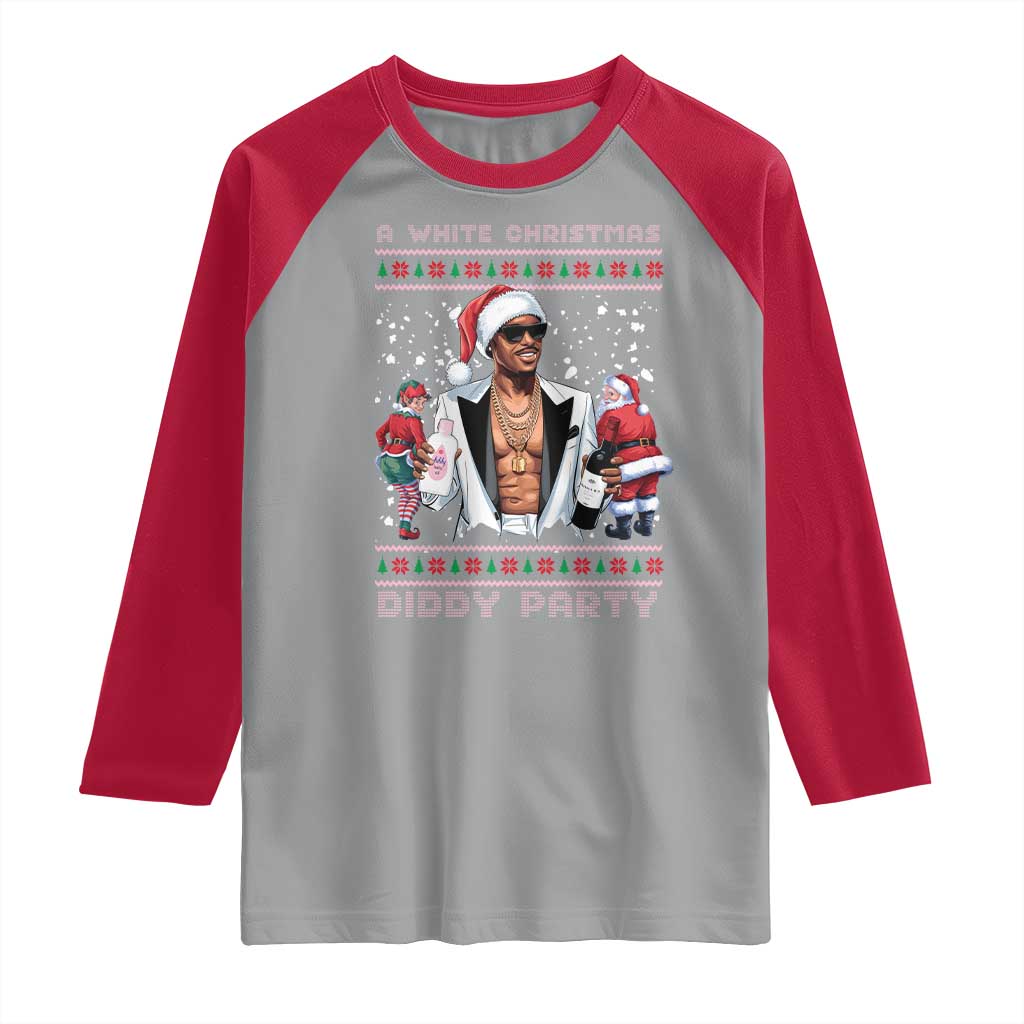 Funny A White Christmas Diddy Party Dirty Santa Raglan Shirt TS11 Sport Gray Red Print Your Wear