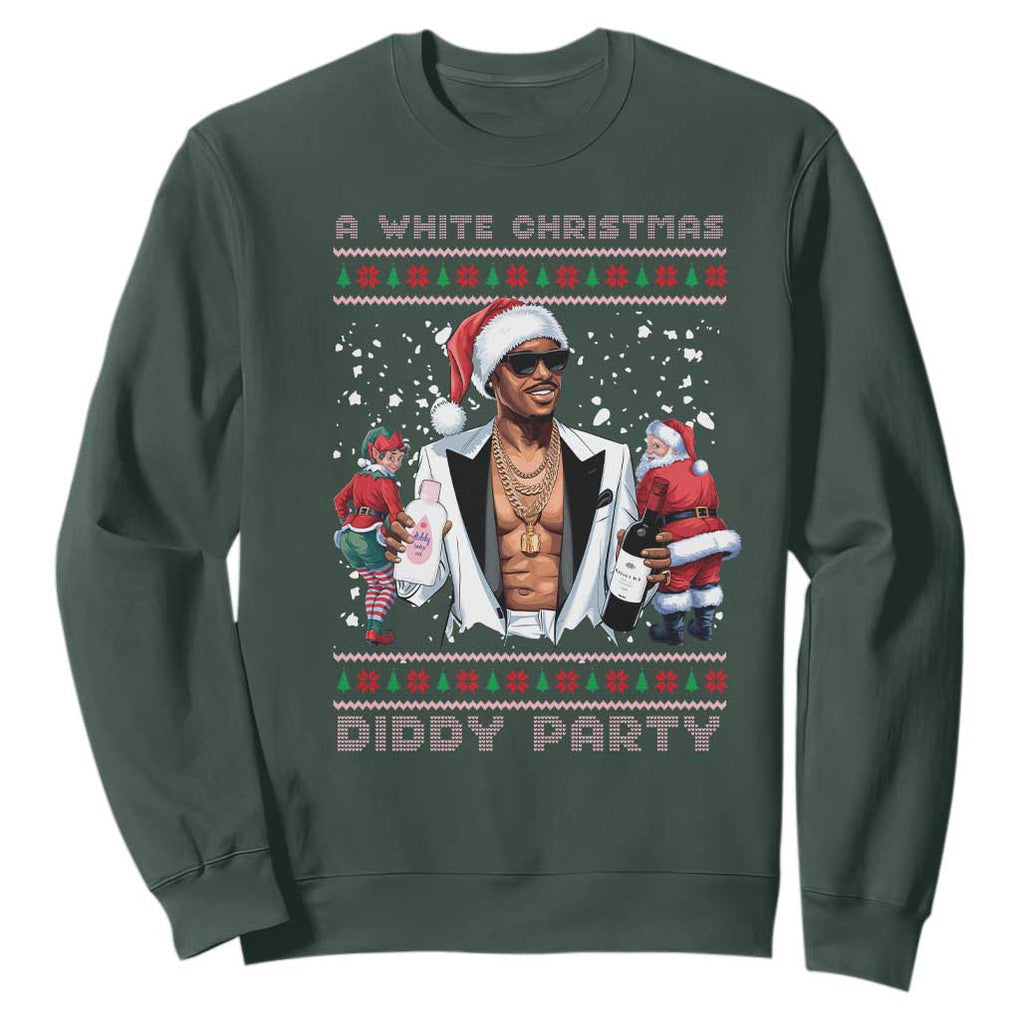 Funny A White Christmas Diddy Party Dirty Santa Sweatshirt TS11 Dark Forest Green Print Your Wear