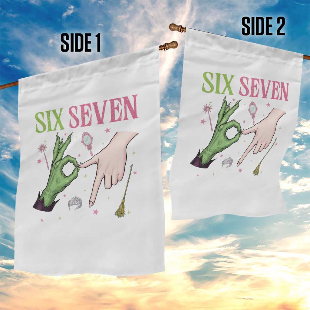 Funny Six Seven Witch Pink And Green Broomstick Magic Wand Garden Flag TS11 Print Your Wear
