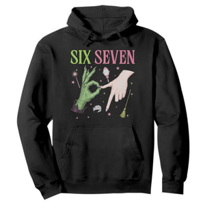 Funny Six Seven Witch Pink And Green Broomstick Magic Wand Hoodie TS11 Black Print Your Wear