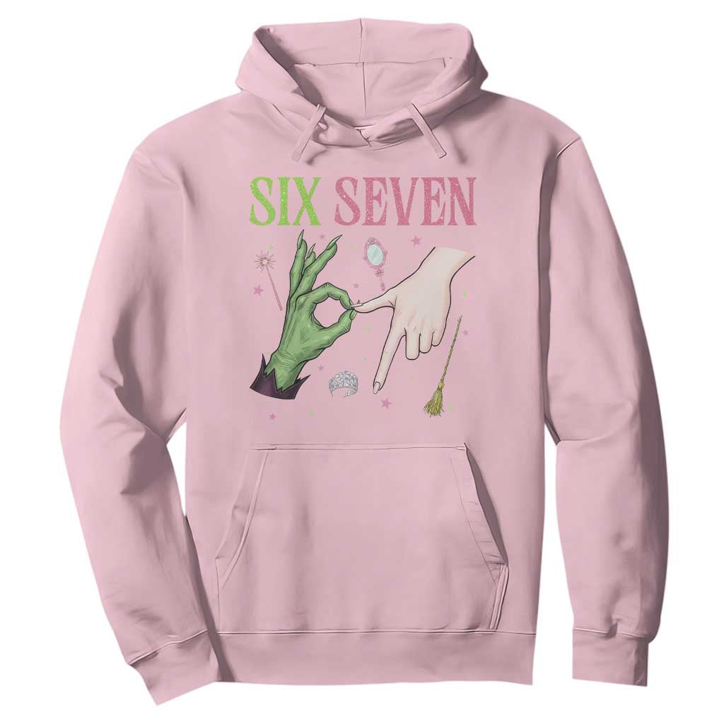 Funny Six Seven Witch Pink And Green Broomstick Magic Wand Hoodie TS11 Light Pink Print Your Wear