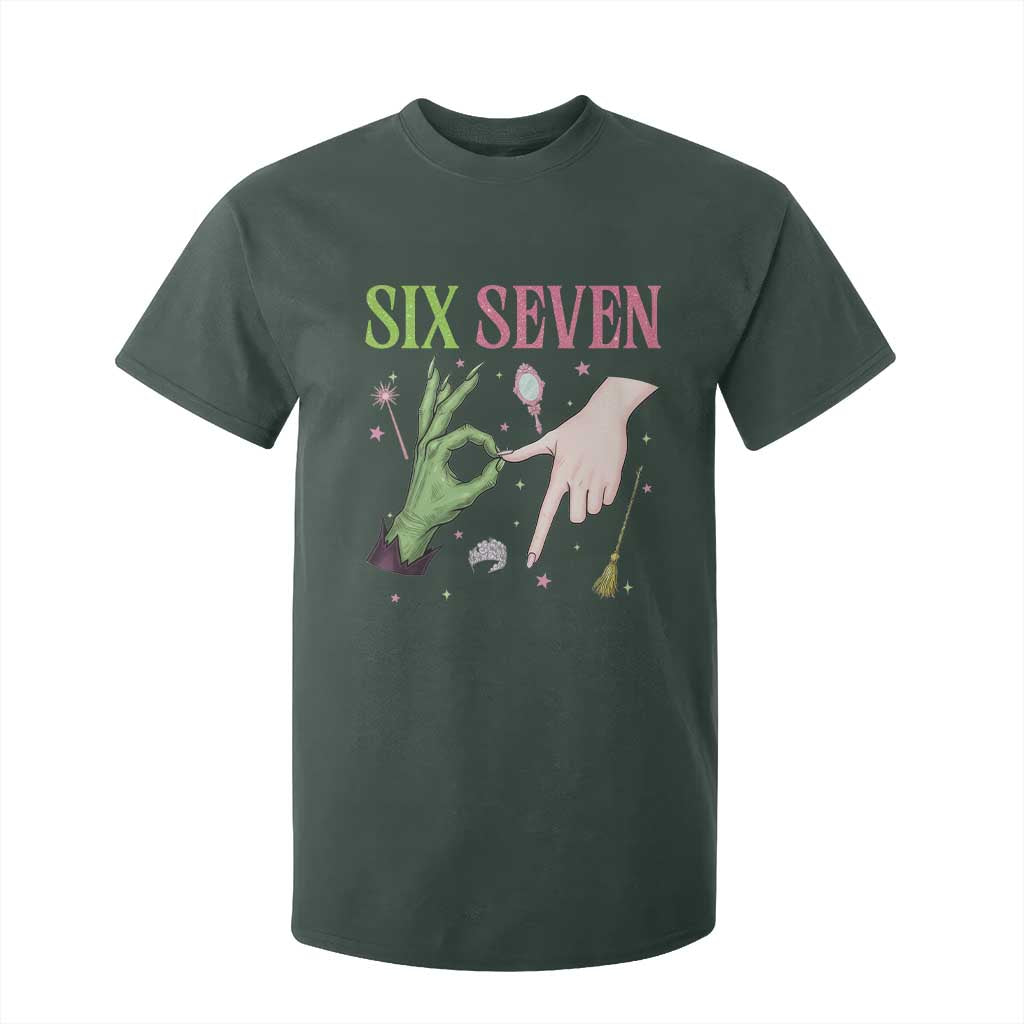 Funny Six Seven Witch Pink And Green Broomstick Magic Wand T Shirt For Kid TS11 Dark Forest Green Print Your Wear