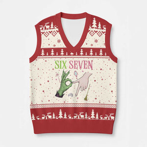 Funny Six Seven Witch Pink And Green Broomstick Magic Wand V-Neck Knit Sweater Vest TS11 Beige Red Print Your Wear