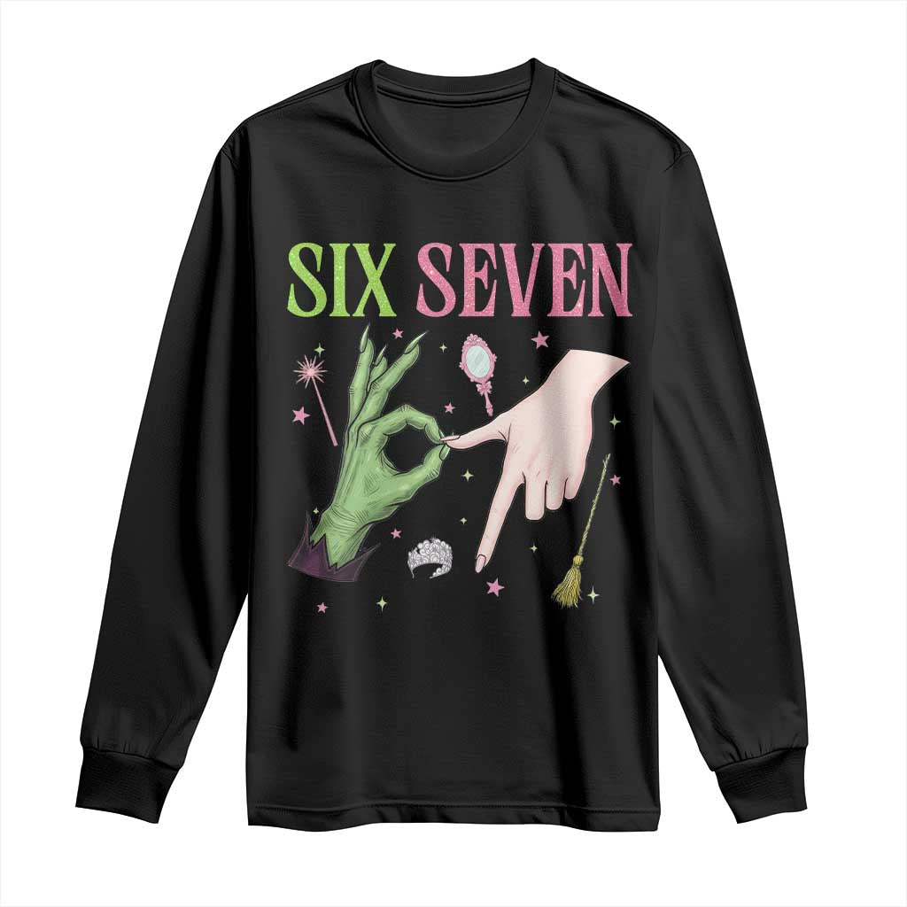 Funny Six Seven Witch Pink And Green Broomstick Magic Wand Long Sleeve Shirt TS11 Black Print Your Wear