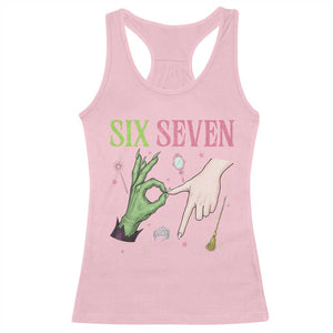 Funny Six Seven Witch Pink And Green Broomstick Magic Wand Racerback Tank Top - Print Your Wear