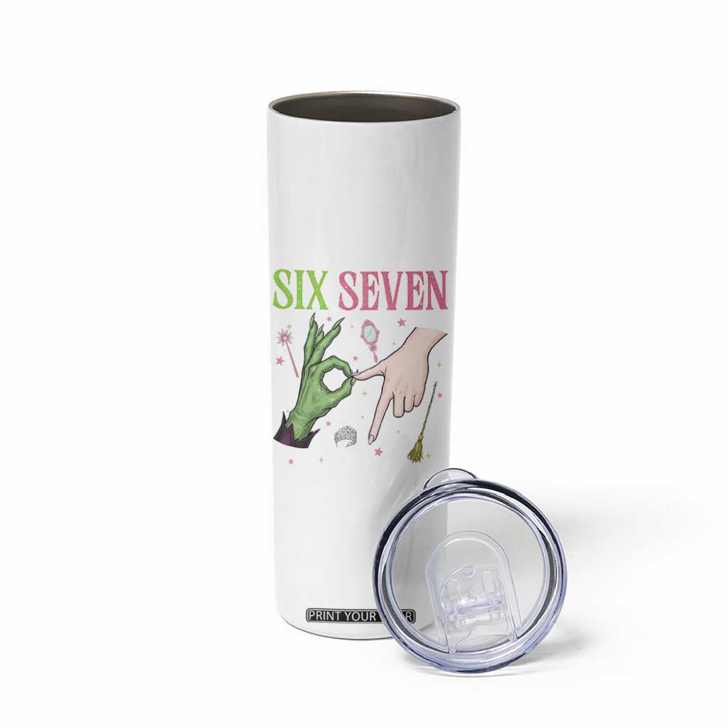 Funny Six Seven Witch Pink And Green Broomstick Magic Wand Skinny Tumbler TS11 Print Your Wear