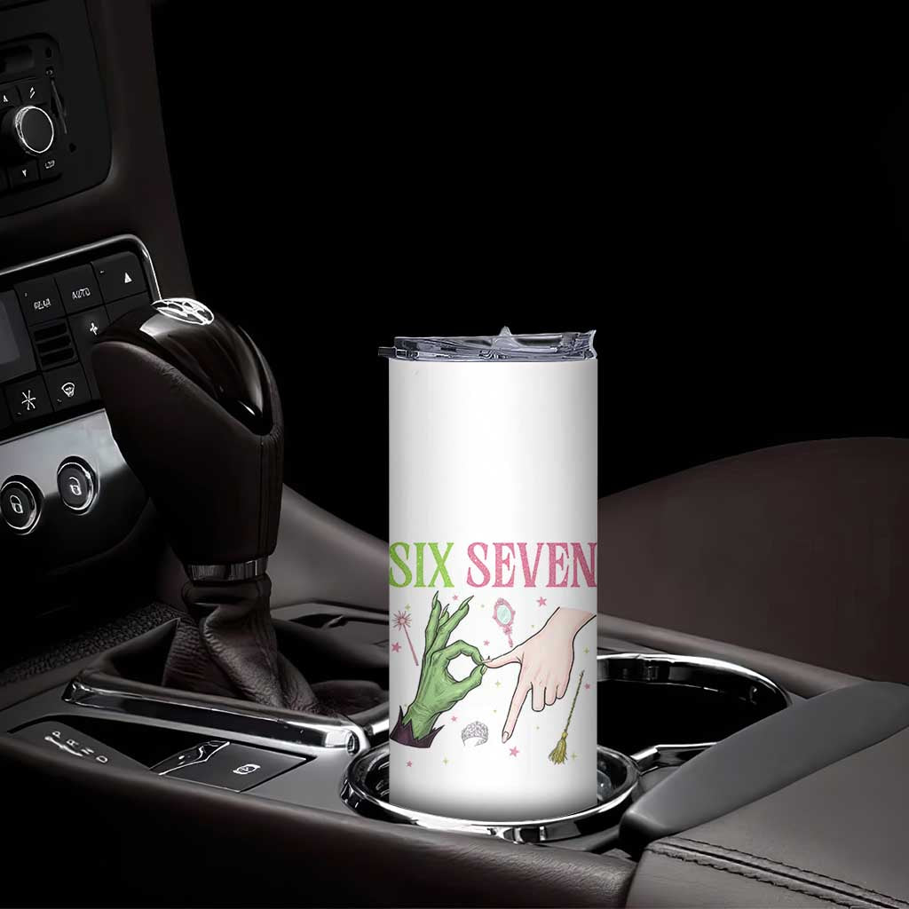 Funny Six Seven Witch Pink And Green Broomstick Magic Wand Skinny Tumbler TS11 Print Your Wear