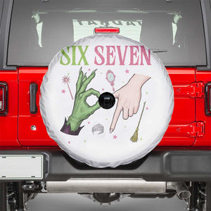 Funny Six Seven Witch Pink And Green Broomstick Magic Wand Spare Tire Cover TS11 White Print Your Wear