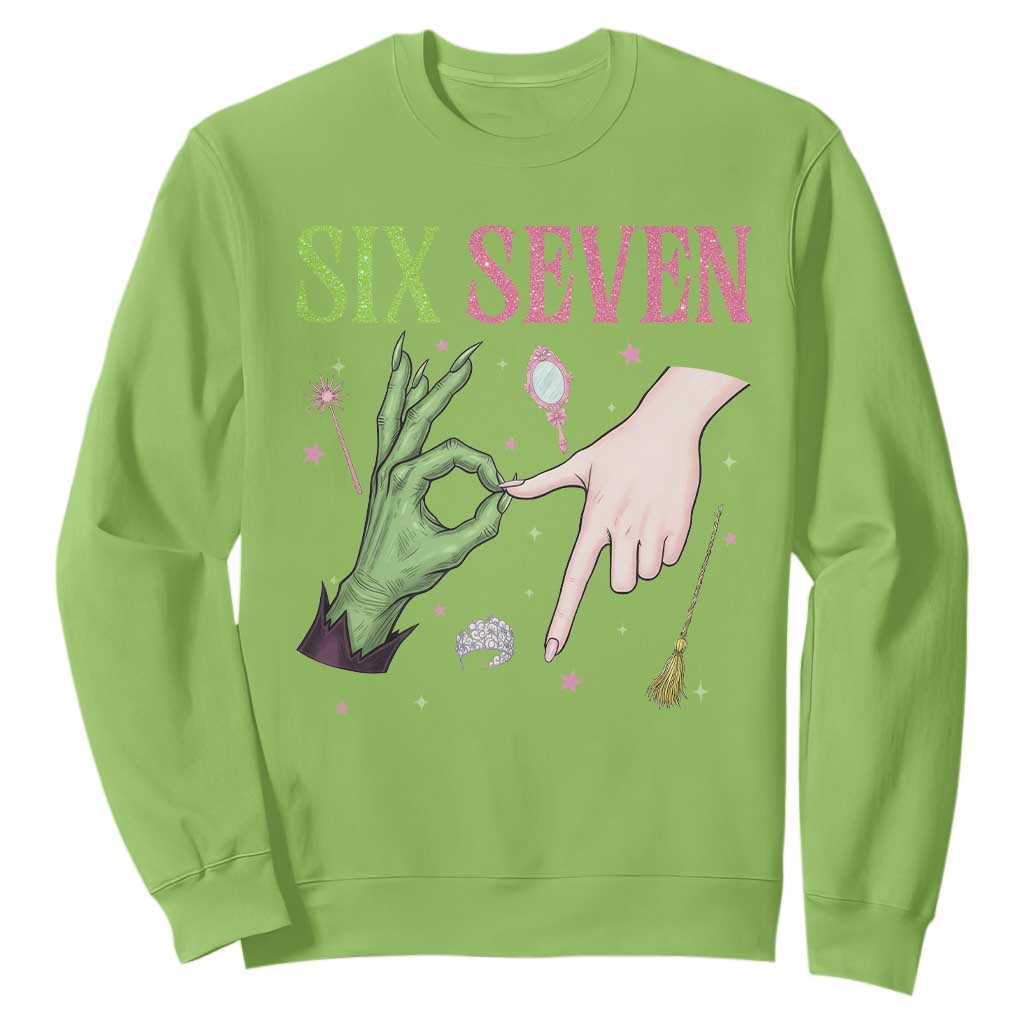 Funny Six Seven Witch Pink And Green Broomstick Magic Wand Sweatshirt TS11 Lime Print Your Wear