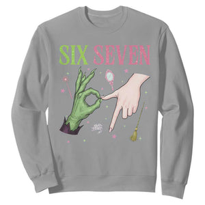 Funny Six Seven Witch Pink And Green Broomstick Magic Wand Sweatshirt TS11 Sport Gray Print Your Wear