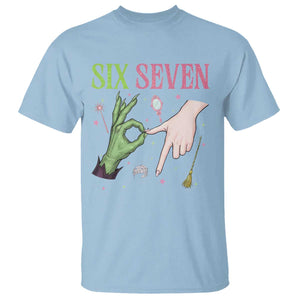 Funny Six Seven Witch Pink And Green Broomstick Magic Wand T Shirt TS11 Light Blue Print Your Wear