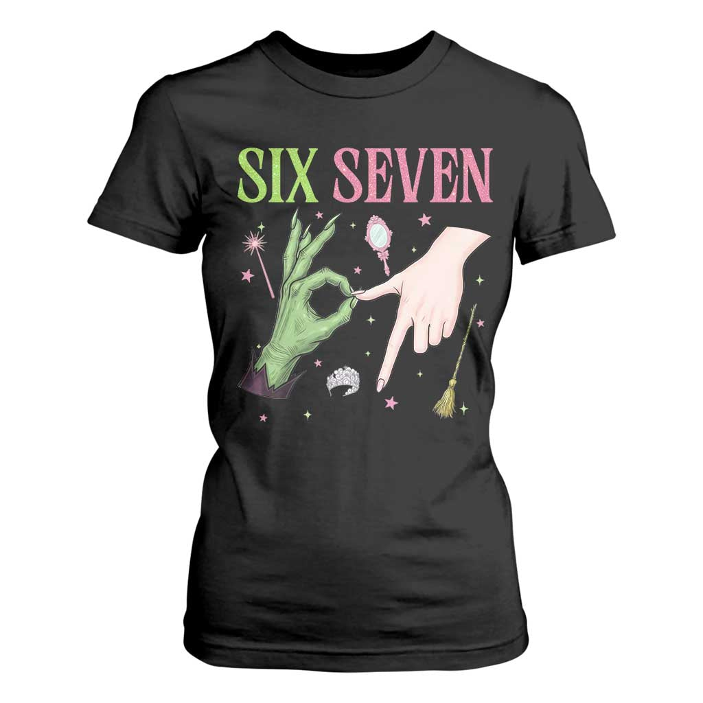 Funny Six Seven Witch Pink And Green Broomstick Magic Wand T Shirt For Women TS11 Black Print Your Wear