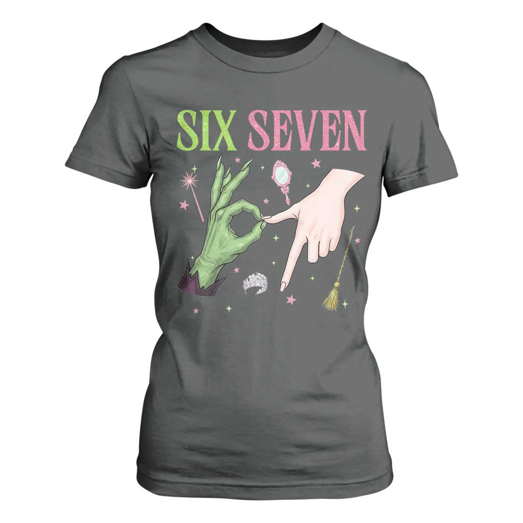 Funny Six Seven Witch Pink And Green Broomstick Magic Wand T Shirt For Women TS11 Dark Heather Print Your Wear