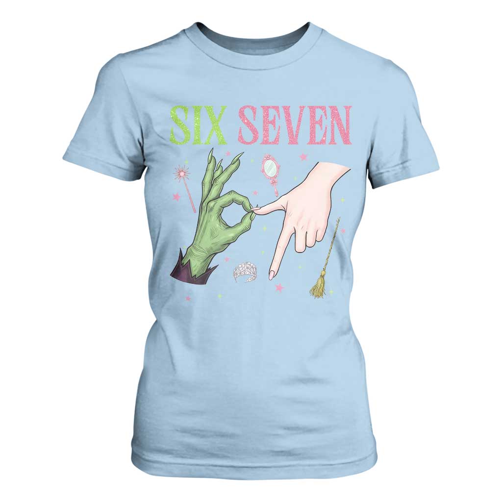 Funny Six Seven Witch Pink And Green Broomstick Magic Wand T Shirt For Women TS11 Light Blue Print Your Wear