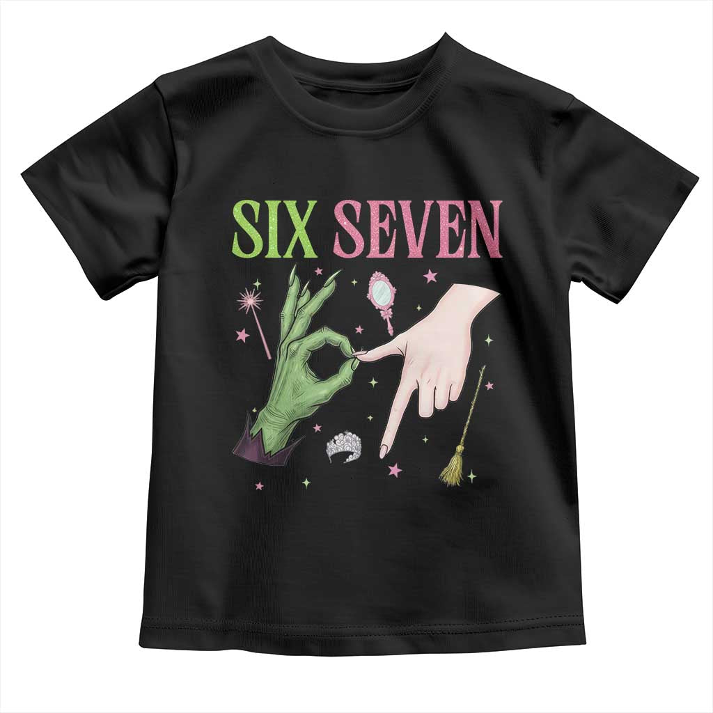 Funny Six Seven Witch Pink And Green Broomstick Magic Wand Toddler T Shirt TS11 Black Print Your Wear