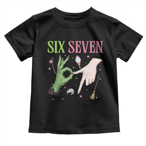 Funny Six Seven Witch Pink And Green Broomstick Magic Wand Toddler T Shirt TS11 Black Print Your Wear