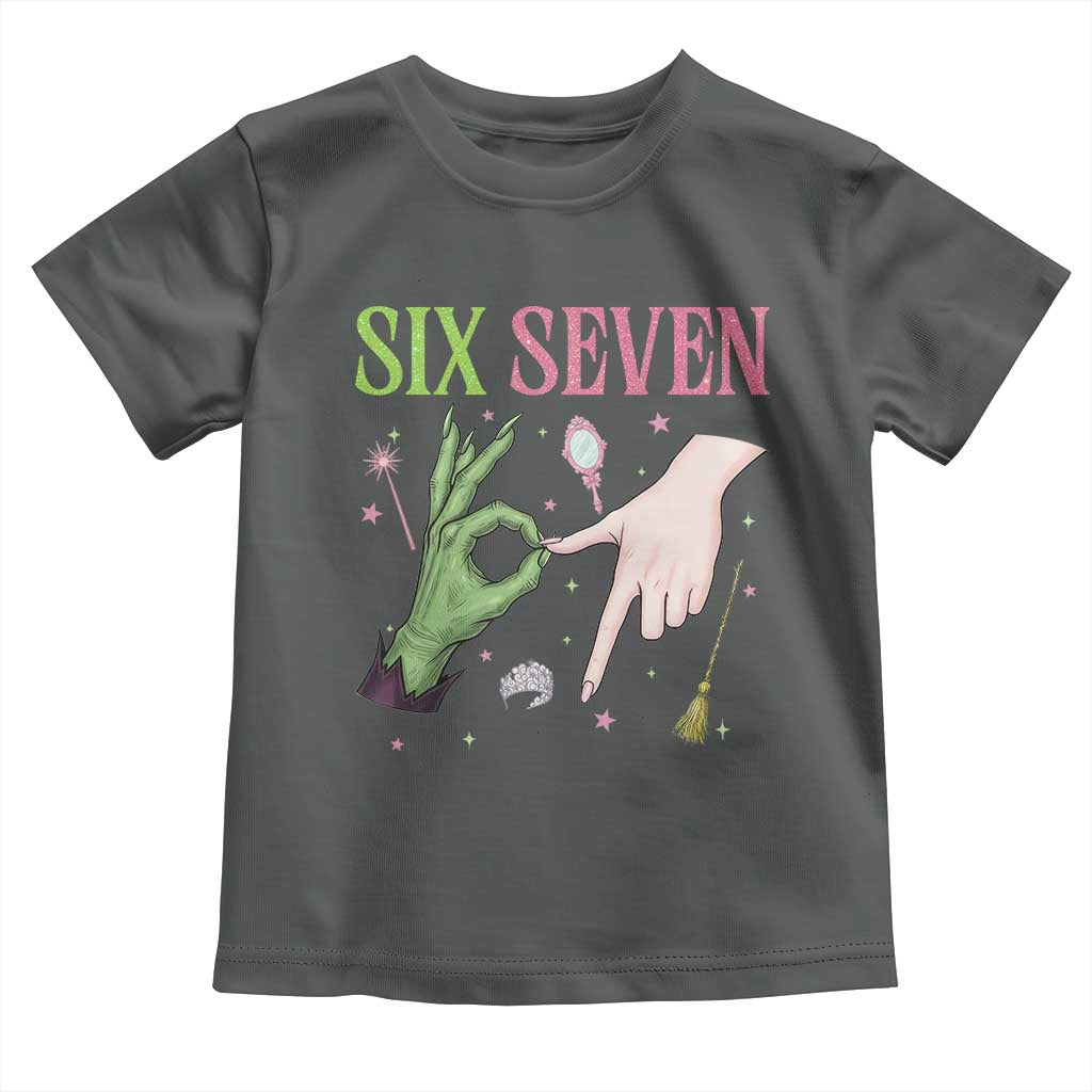 Funny Six Seven Witch Pink And Green Broomstick Magic Wand Toddler T Shirt TS11 Dark Heather Print Your Wear