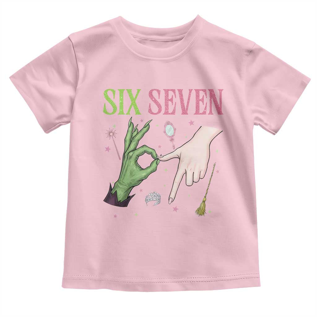 Funny Six Seven Witch Pink And Green Broomstick Magic Wand Toddler T Shirt TS11 Light Pink Print Your Wear