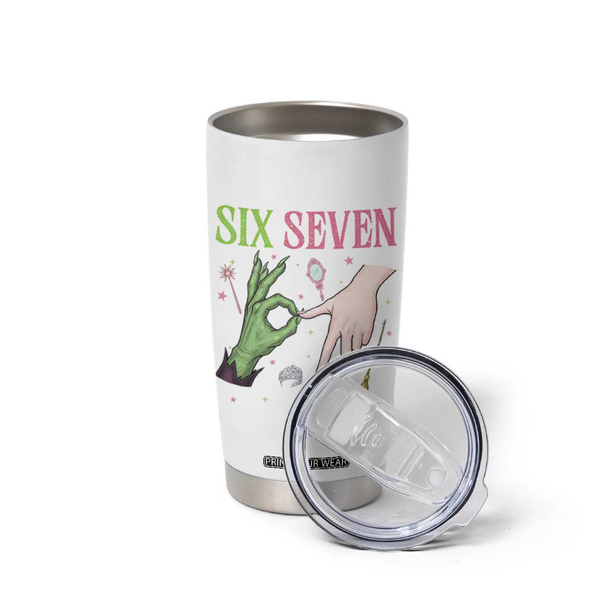 Funny Six Seven Witch Pink And Green Broomstick Magic Wand Tumbler Cup TS11 Print Your Wear