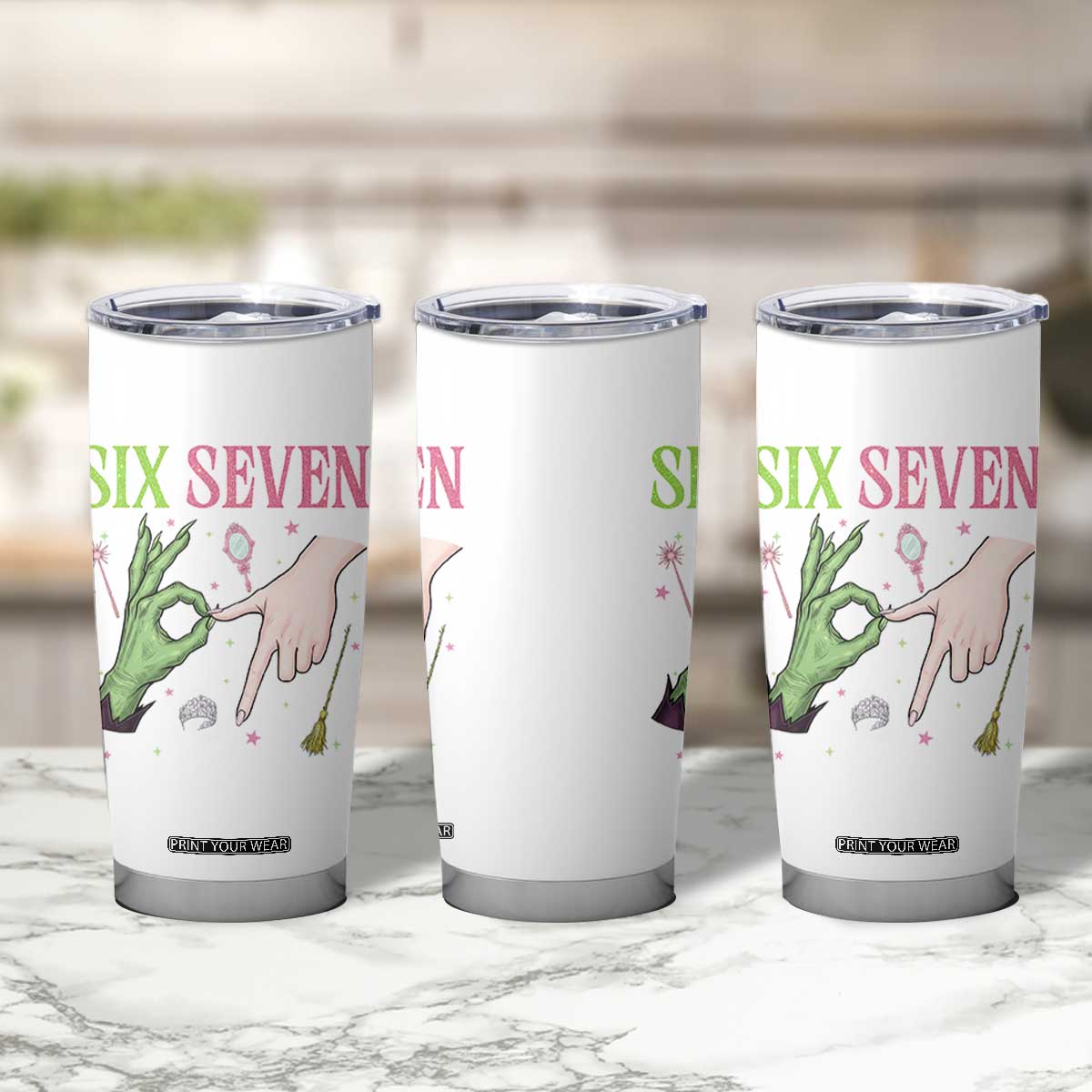 Funny Six Seven Witch Pink And Green Broomstick Magic Wand Tumbler Cup TS11 Print Your Wear