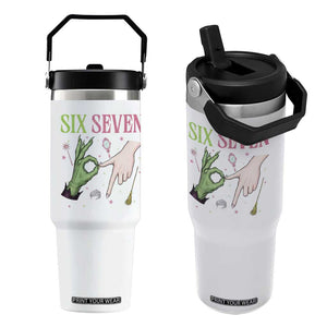 Funny Six Seven Witch Pink And Green Broomstick Magic Wand Flip Straw Tumbler TS11 One Size: 30 oz White Print Your Wear
