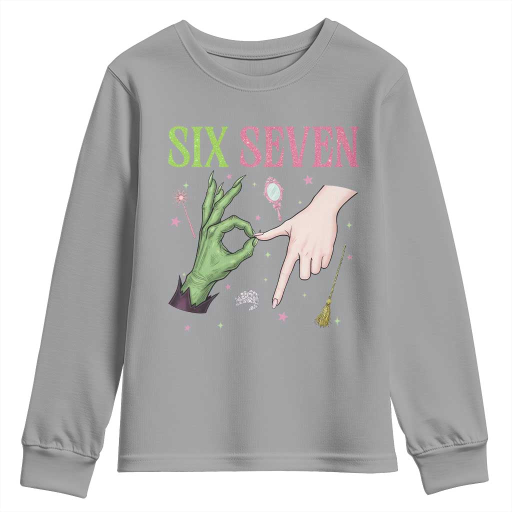 Funny Six Seven Witch Pink And Green Broomstick Magic Wand Youth Sweatshirt TS11 Sport Gray Print Your Wear