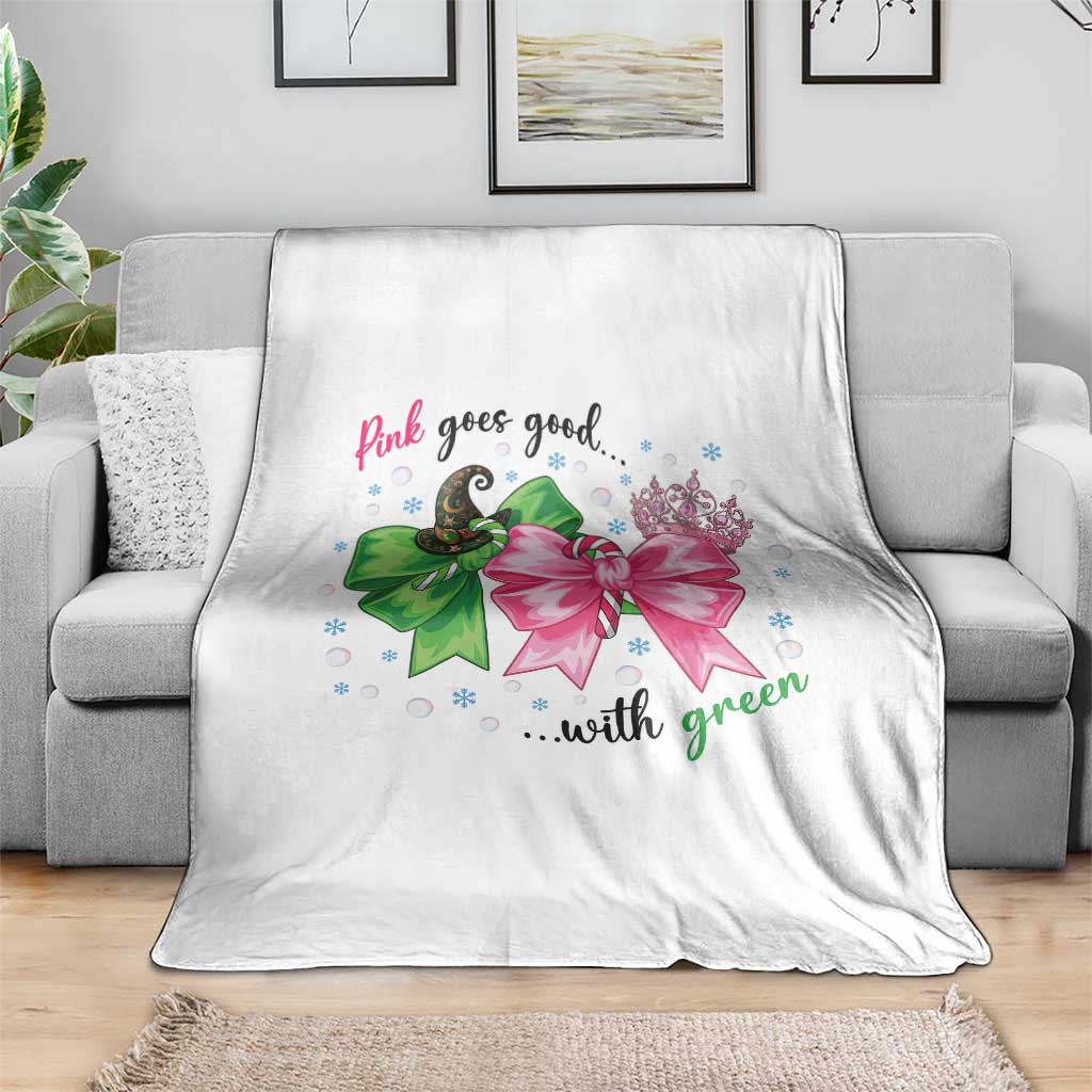 Funny Christmas Witch Pink Goes Good With Green Throw Blanket TS11 Print Your Wear