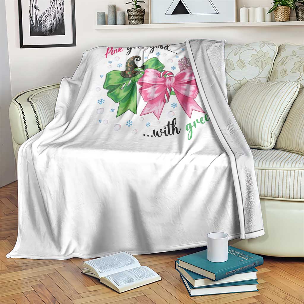 Funny Christmas Witch Pink Goes Good With Green Throw Blanket TS11 Print Your Wear