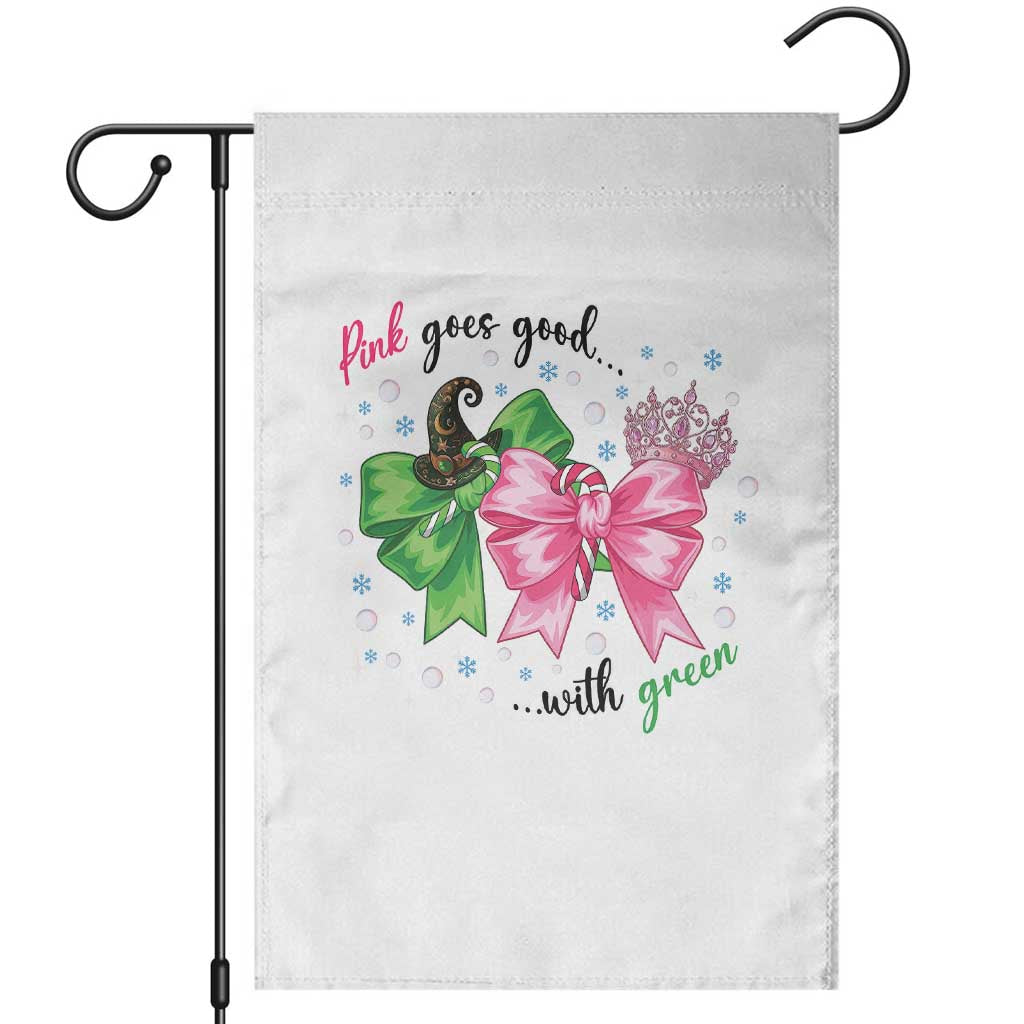 Funny Christmas Witch Pink Goes Good With Green Garden Flag TS11 White Print Your Wear