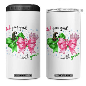 Funny Christmas Witch Pink Goes Good With Green 4 in 1 Can Cooler Tumbler TS11 One Size: 16 oz White Print Your Wear