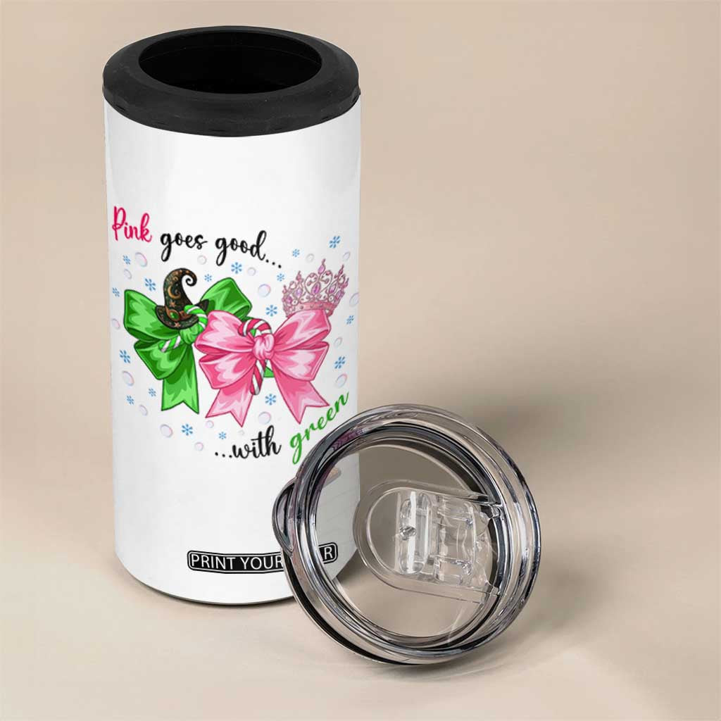 Funny Christmas Witch Pink Goes Good With Green 4 in 1 Can Cooler Tumbler TS11 Print Your Wear