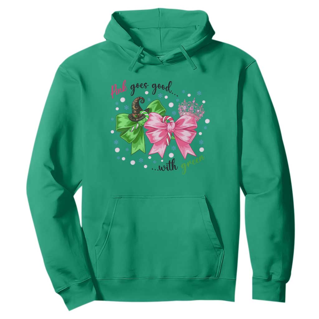 Funny Christmas Witch Pink Goes Good With Green Hoodie TS11 Irish Green Print Your Wear