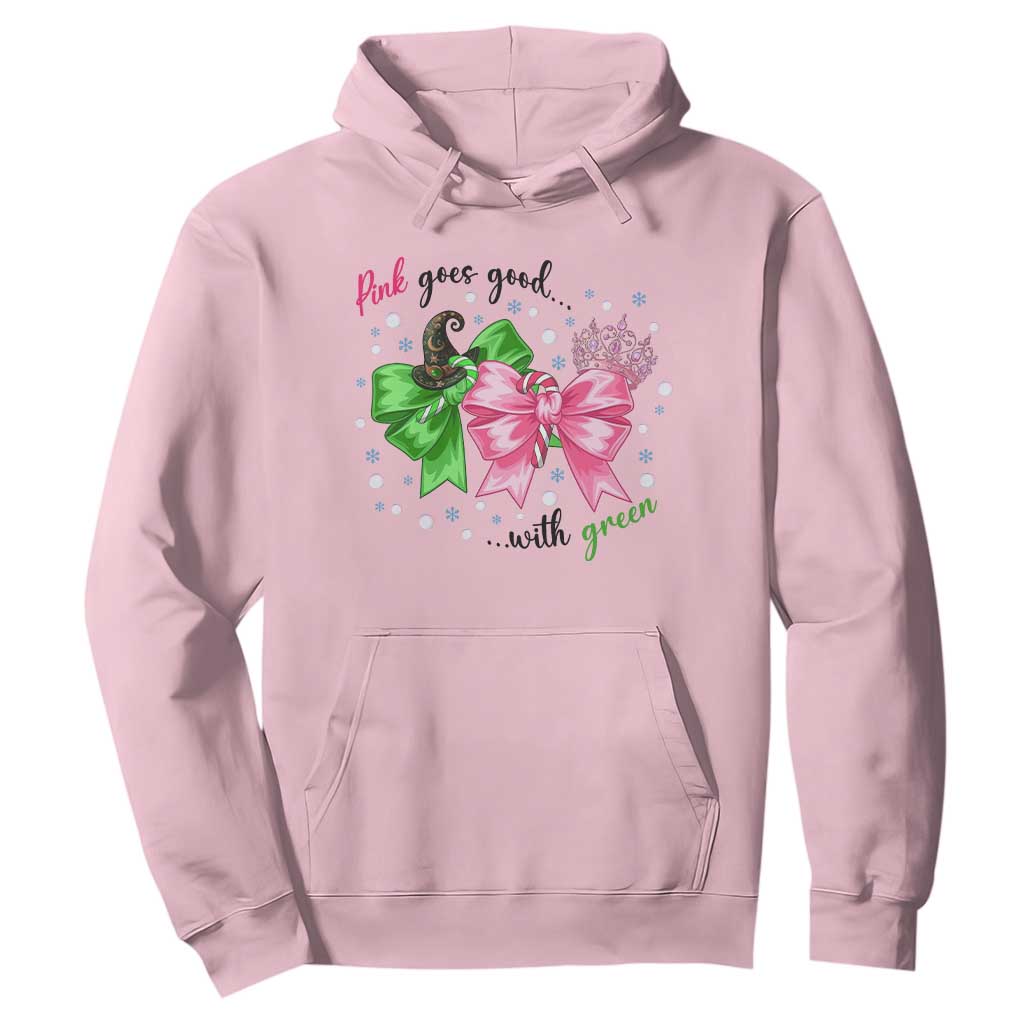 Funny Christmas Witch Pink Goes Good With Green Hoodie TS11 Light Pink Print Your Wear